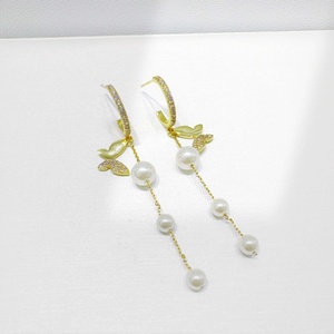 Custom plata Heart Shape plata 925 sterling <b>Silver</b> Drop <b>Earring</b> Romantic women party 14k gold plated pearl <b>long</b> chain <b>earrings</b> - Product Image 4