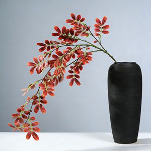 Hojas Artificiales de Locustero Rojas de un Solo Color para Decoración de Jarrones, Material para Arreglos Florales, Marca Meng Jie - Product Image 1