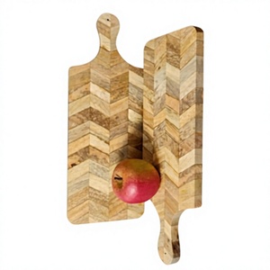 เขียงไม้ทรงสี่เหลี่ยมพร้อมหูจับ ผิวธรรมชาติ สำหรับหั่นอาหารในครัว - Product Image 1