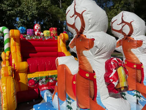 Canapé gonflable géant en PVC écologique pour cabine photo, motif traîneau et rennes de Noël - Product Image 5