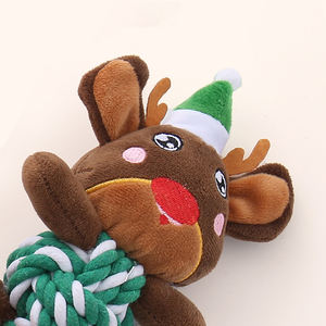 Fabrika doğrudan satış noel baba Elk noel serisi peluş pamuk halat interaktif yeni gıcırtılı toptan noel köpek oyuncaklar - Product Image 3