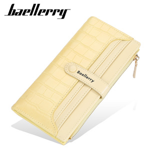 กระเป๋าสตางค์ใบยาวสำหรับผู้หญิง Baellerry ขนาด 7 นิ้ว ลายจระเข้ ช่องใส่บัตรหลายช่อง สีเหลือง ที่ใส่บัตรเครดิต ใช้ได้ทุกวัน - Product Image 5