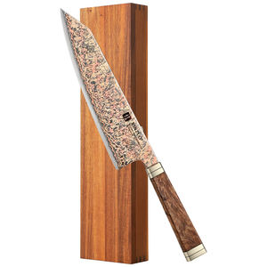 XINZUO Custom 53 strati tricolore rame damasco acciaio Bunka coltello con Premium Padauk <span class=keywords><strong>Burl</strong></span> legno manico di lusso coltelli da cucina - Product Image 1