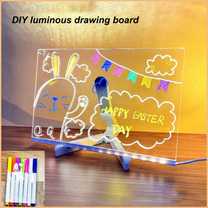 Lampada Notturna LED con Supporto in Acrilico, Lavagna Creativa per Bambini, Lavagna per Messaggi Cancellabili, Luce Calda Touch, Regalo per Camera da Letto e Casa - Product Image 3