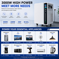 Stasiun Daya Portabel All in One 25.6V 100Ah 2.56kwh Baterai Lithium Lifepo4 dengan Inverter Surya Mppt 3kw Mendukung Pengisian Cepat