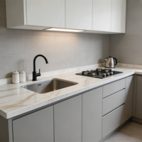 Dalle de marbre naturel poli grand format pour mur de villa, table à manger, plan de travail de cuisine, sol, décoration de maison de luxe