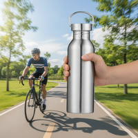 Botol Minum Tumbler Dinding Tunggal Stainless Steel Mewah Ramah Lingkungan Grosir LOGO Personal Dengan Tutup Kayu Bambu