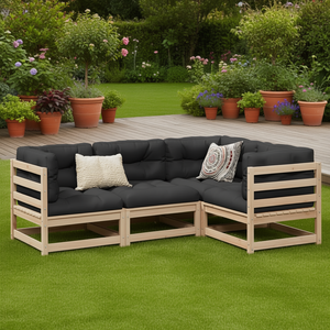 Modular Garden <b>Sofa</b> <b>Set</b> Natural Pine Solid Wood Cushioned Outdoor Furniture Modern Design - Product Image 2