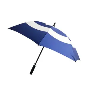 للبيع بالجملة بمظلة مزدوجة مطبوعة مخصصة من البوليستر والنايلون 190T مظلة قماش حريري للحماية من الأشعة فوق البنفسجية مظلات جولف تلقائية بمستقيم