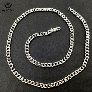 Großhandel <span class=keywords><strong>24</strong></span> Zoll Silber kubanische Kette Halskette mit 6mm Hip Hop Seil Trendy religiösen Stil mit Diamond Pearl Männer Frauen - Product Image 4