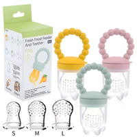 Voedingsveilige siliconen baby fruitvoeder speen set met 3 speenjes BPA vrij baby bijtring siliconen fruitvoeder