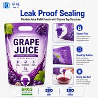 Sac de jus de raisin personnalisé en gros, 3L, avec robinet, emballage liquide haute barrière pour marque de jus et boissons