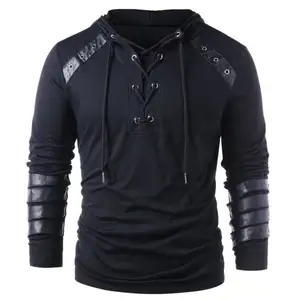 Men Medieval Renaissance Grooms Pirate Reenactment Larp Costume Lacing Up Shirt Bandage Top Middle Age Clothing For Men