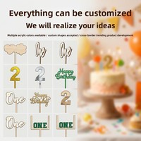 Décoration de gâteau double couche en bois et acrylique MOYI pour le 1er anniversaire de bébé, personnalisable pour garçons et filles