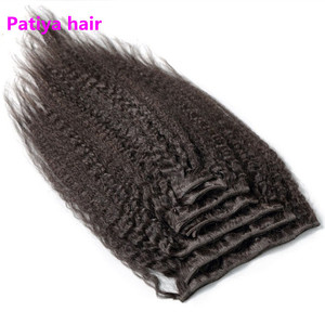 Clip Invisible en <span class=keywords><strong>extensiones</strong></span> <span class=keywords><strong>de</strong></span> cabello humano camboyano crudo rizado recto para mujeres negras 100g por paquete Clip en trama Doble - Product Image 3