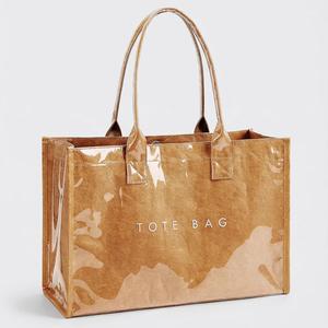 Borsa Tote Trasparente in PVC <span class=keywords><strong>e</strong></span> Carta Kraft di Grande Capacità, Ideale per <span class=keywords><strong>Spiaggia</strong></span> <span class=keywords><strong>e</strong></span> Shopping, Vendita Calda - Product Image 1
