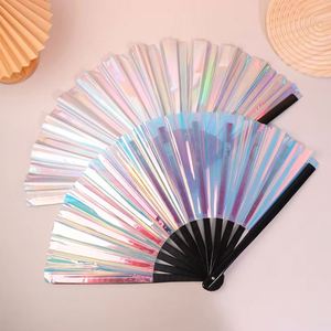 Abanicos Plegables Grandes de PVC Plateado con Logotipo Personalizado, Abanicos Holográficos Populares para Fiestas y Festivales - Product Image 2