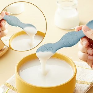 Utensilios de alimentación <span class=keywords><strong>para</strong></span> bebés sin BPA, entrenamiento <span class=keywords><strong>para</strong></span> niños pequeños, <span class=keywords><strong>cuchara</strong></span> previa suave, cucharas de silicona <span class=keywords><strong>para</strong></span> bebés con mordedores - Product Image 5