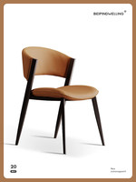 Chaise de salle à manger mobile en cuir véritable Bauhaus, design simple et luxueux, acier au carbone noir, dossier souple, modèle Tula
