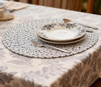 Napperons tissés en polyester écologique style américain, blanc gris moucheté, 38 cm (15 po), épaisseur 2 mm, lot de 4, décoration de table moderne pour usage quotidien