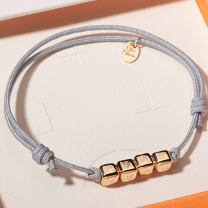 Bracelet personnalisé avec perles initiales, cube, dés, cordon, corde, acier inoxydable, baptême, première communion, cadeau <span class=keywords><strong>pour</strong></span> enfants, souvenir familial - Product Image 2
