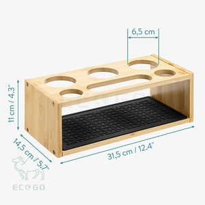Support à bouteilles multifonctionnel à trois niveaux en bambou, compatible Sodastream, égouttoir et station de séchage pour verres - Product Image 6