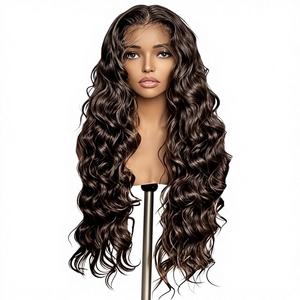 Perruque synthétique longue bouclée à ondulations lâches, avec dentelle frontale 13*4, en <span class=keywords><strong>fibre</strong></span> haute température, naturelle, sans colle, pour femmes, vente en gros - Product Image 1