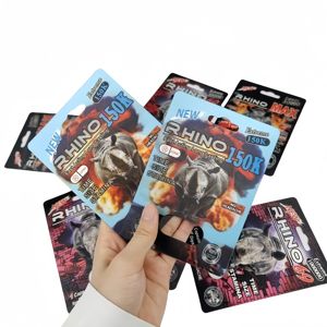 Tarjeta Lenticular 3D Rhino 69 de Acero Duro al por Mayor, Color Negro Pantera, con Botellas de Plástico para Envasado de Pastillas para la Mejora Masculina - Product Image 5