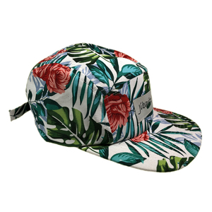 Chapeaux de baseball unisexes à bord plat en polyester imprimé de <span class=keywords><strong>fleurs</strong></span> vintage à 5 panneaux Casquette de camp personnalisée avec vos personnages brodés <span class=keywords><strong>d</strong></span>'étiquette - Product Image 6