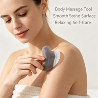 LOGO Pierre Gua Sha en Agate Naturelle Rayée en Forme de Cœur, Outil de Massage Visage et Corps pour Routine Quotidienne de Soins de la Peau, Planche Gua Sha en Agate Royale