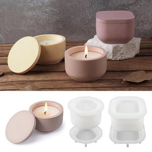 قالب برطمان شمع بغطاء 2 قالب حامل شموع لتخزين الجص الإسمنتي قالب فخاري لصنع - Product Image 3