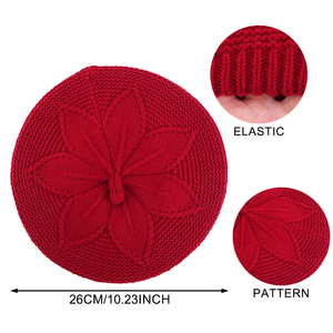 Béret en crochet doux et décontracté pour <span class=keywords><strong>femme</strong></span>, style français, chaud et confortable pour l'hiver et l'automne, bonnet d'<span class=keywords><strong>artiste</strong></span> <span class=keywords><strong>peintre</strong></span> - Product Image 4