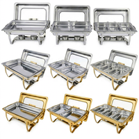 Plat de service professionnel en acier inoxydable 9L avec couvercle en verre pour buffet, chauffe-plats pour hôtels et restaurants – Vente en gros usine