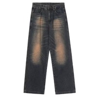 Pantalon chino sur mesure de haute qualité pour homme, jean en denim vintage délavé, coupe large, style hip-hop, en coton.