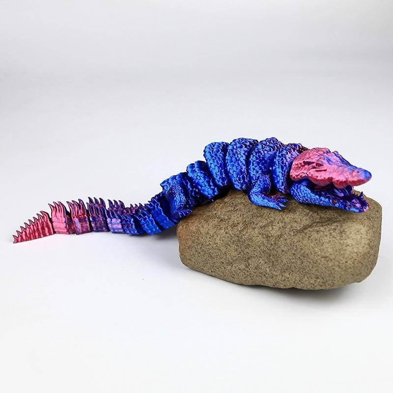 Crocodile rouge et bleu 28cm