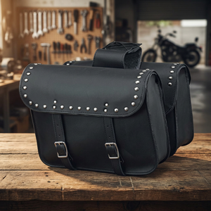 Sacoche de selle de moto en cuir véritable imperméable double face avec une capacité de 25 L pour les voyages - Product Image 1