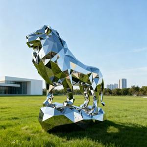 Estatua al aire libre pulida escultura animal <span class=keywords><strong>de</strong></span> Metal decorativa <span class=keywords><strong>de</strong></span> jardín <span class=keywords><strong>de</strong></span> León <span class=keywords><strong>de</strong></span> acero inoxidable <span class=keywords><strong>de</strong></span> tamaño real a la venta - Product Image 1