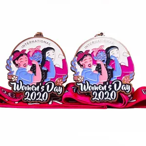 Promotional sublimation metal award souvenir medals and trophies custom engraving design sports women's day honor medal