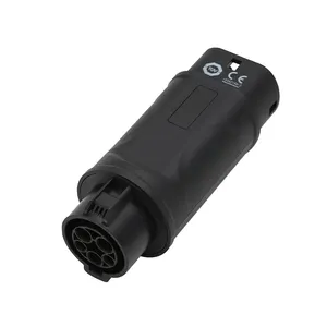 Adaptor EV portabel tipe 1 ke tipe 2, adaptor pengisi daya mobil ev wanita T1 ke T2 ev konektor pengisi daya mobil adaptor