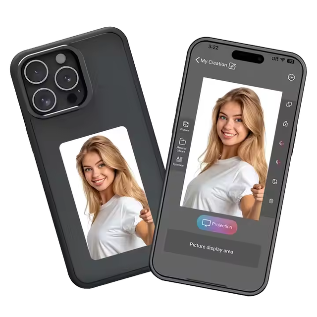 Premium DIY NFC E-Ink Case for iPhone 16/15/14 Plus/13 Pro Max Luxury Design with Photo Projection & Shockproof Protection