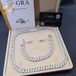 Pass Diamond Tester Hip Hop Jewelry 925 Sterling Silver Hip Hop 13MM <b>Iced</b> <b>Out</b> VVS Moissanite Diamond Cuban Link <b>Chain</b> Necklace - Product Image 6
