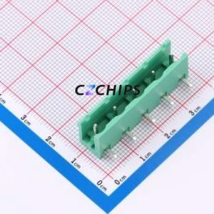 MX2EDGR-7.62-05P-GN01-Cu-A Plug-in Terminal Block Bent Lead Through Hole,P=7.62mm Board-to-Board / Socket Open 1x5P 7.62mm Green - Product Image 1