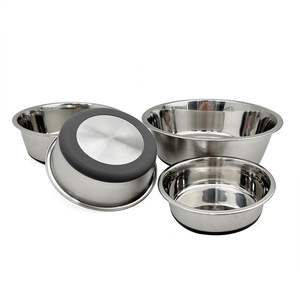 Mangkuk air anjing besi tahan karat anti tumpah awet hewan peliharaan logam logo kustom - Product Image 1
