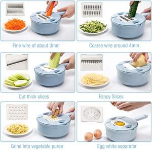 Multifunction Vegetable Cutter with Drain Basket Vegetable Onion Chopper Veggie Shredder Grater Portable Slicer Kitchen - Product Image 3