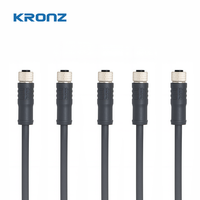 Connecteur d'automatisation industrielle KRONZ M8 3 broches, femelle, droite, à vis, en alliage noir, non blindé, assemblage de câbles, IP67