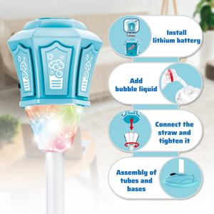 Machine à bulles automatique sur pied, réglable en hauteur, pour l'extérieur, avec lumière, jouet d'été, torche à bulles pour enfants - Product Image 4