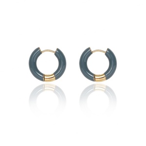 Pendientes Colgantes Circulares de Acero Inoxidable, Joyería Antideslustre, Estilo Francés, Pendientes de Aro Gruesos Esmaltados, Personalizados - Product Image 3