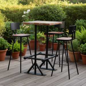 Ensemble de bar en bois massif de récupération, 3 pièces, collection de meubles multicolores - Product Image 2