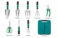 Ensemble de 8 outils de jardinage avec étui portable, kit d'outils de jardin pour la plantation, le creusement, le désherbage, la culture, la taille des plantes