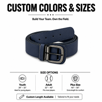 Ceinture réglable en cuir PU bleu marine avec boucle en alliage, personnalisable OEM/ODM avec logo, pour hommes et adolescents, idéale pour le baseball et le softball en extérieur